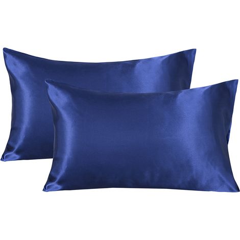 Set mit 2 atmungsaktiven und staubdichten Kissenbezügen aus Kunstseide (Queen-Size) (1/5)