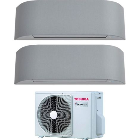 Toshiba Dual Split Inverter Klimagerät HAORI 10+13 (9+12) mit RAS-2M18U2AVG-E R-32 Wi-Fi Integrated 10000+13000 (9000+12000) Farbe Hellgrau