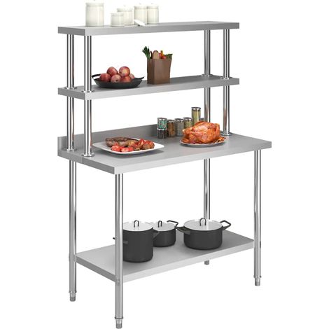 Table de travail de cuisine avec étagère 120x60x150 cm Inox