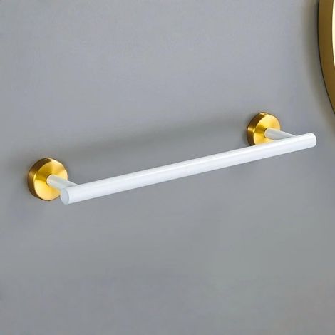 White Gold Bathroom Hardware Set 304 Stainless Steel Towel Bar Towel Ring Toilet Paper Holder Robe Hook Accessories Set, towel bar (1/2)