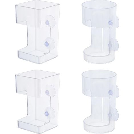4 Pièces 2 Styles Distributeur De Nourriture Aquarium en Plastique sans Désordre Accessoire Alimentaire pour Crevettes avec Ventouse Porte Nourriture Flottante Et Coulissante (1/5)