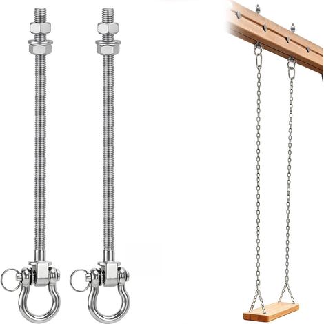 Lot de 2 crochets de plafond robustes en acier inoxydable M10 pour poutre en bois, suspension de balançoire avec roulements à billes, pour fauteuil suspendu, aire de jeux, balançoire, jusqu'à (1/5)