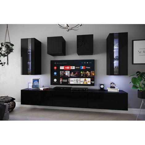 Ensemble meuble TV NEXT 291 AN291-17B-HG20-1A noir brillant 249 cm (1/2)