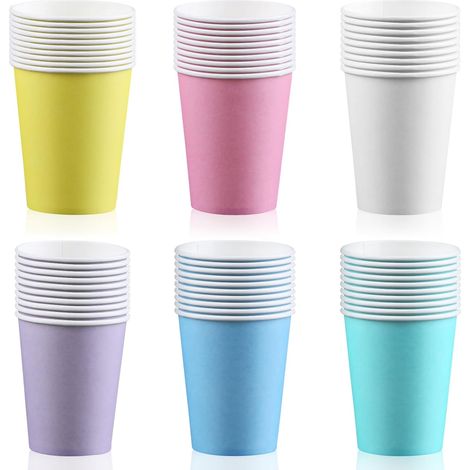 Lot de 60 gobelets en carton multicolores, 250 ml, jetables, conviennent pour les mariages, les enfants, les fournitures de fête, le café, le thé, les boissons chaudes et froides (1/5)