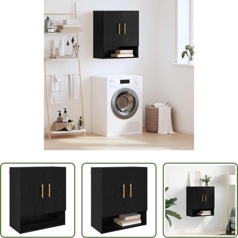 Holzwerkstoff -  Wandschrank Schwarz Eichen-Optik 60 x 31 x 70 cm Holzwerkstoff (1/5)