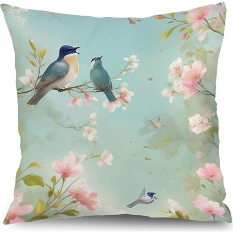Housse de coussin feuilles printanières, décoration maison élégante,50×50cm (1/5)