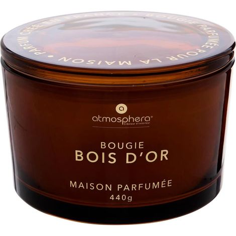 Bougie Parfumée en Verre "Glowy" 440g Bois d'Or (1/3)