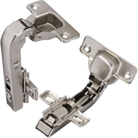 2 charnières Invisibles 90° clipsable - pour porte de meuble d'angle à une seule porte - avec amortisseur et clip - ouverture de montage 35mm- (1/4)