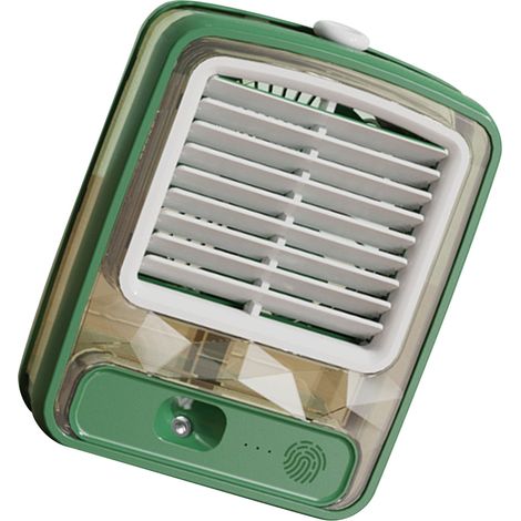 Tischventilator mit Wasserkühlung, USB-Anschluss, ABS-Gehäuse, 3 Geschwindigkeitsstufen, 3D-Spiralflügel, wassergekühlt, kleine Klimaanlage für Schreibtisch und Nachttisch, Grün (1/5)