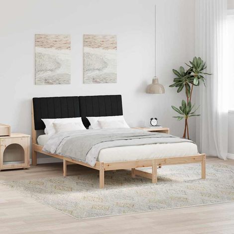 vidaXL Estructura de cama Marrón 135 x 190 cm Madera de pino macizo (1/5)