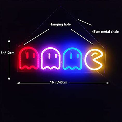 Jeu néon logo fantôme néon LED archéologie décorative Vintage pour la décoration de la salle de jeu avec panneau mural USB / switch LED néon logo chambre chambre pour enfants Bar Halloween Party Chris