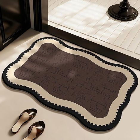 Tapis de bain antidérapant en terre de diatomées - etc., marron foncé - 50x80 cm - très absorbant - esthétique - cuisines - buanderies - entrées (1/5)