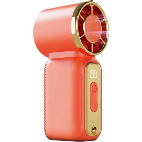 Ventilateur à principal rechargeable avec affichage numérique refroidissement pour maison extérieur voyage orange (1/5)