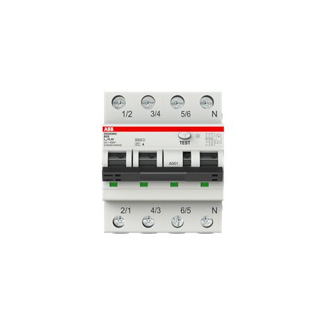 Interruttore differenziale  DS203NC 3P+N (Neutro a destra) B25 300mA 6kA A - ABB2CSR256140R3255