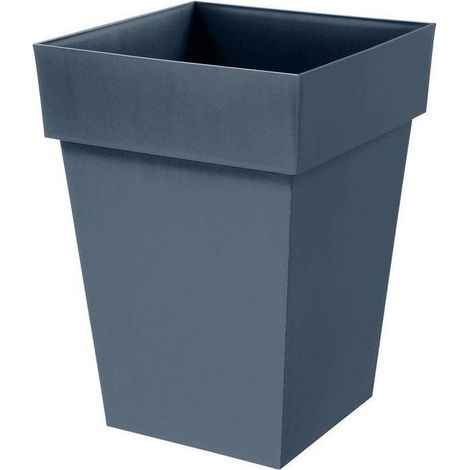 Pot de fleur mi-haut Carré - EDA - Toscane - 40 cm - 51 L - 39 x 39 x H. 53 cm - Bleu Jean