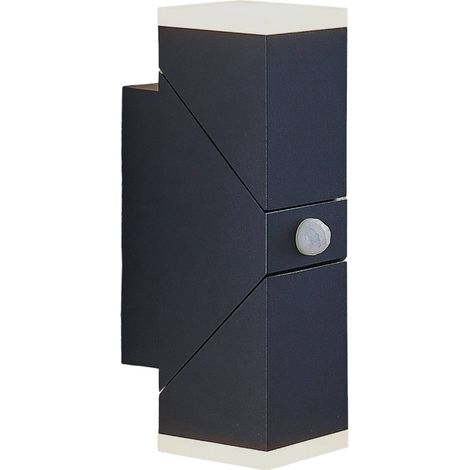 Lindby – Applique extérieure LED Sally en aluminium gris foncé – Indice de protection IP54 – Détecteur de mouvement 100° – Éclairage réglable