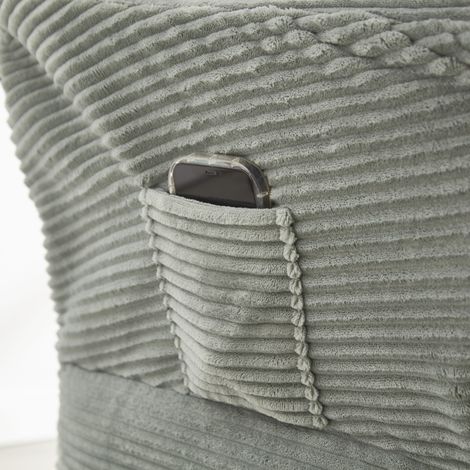 Fauteuil paresseux avec pouf d’accent moderne à accoudoirs et poche latérale,canapé de loisirs avec repose-pieds pour petit espace vert pâle. (1/5)