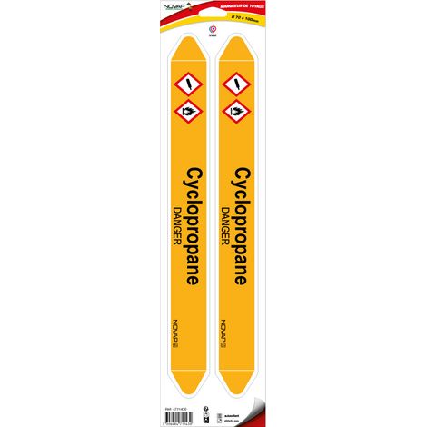 Planche de 2 marqueurs de tuyauterie 450 x 52 mm pour Ø 70 à 100 mm - Cyclopropane - 4711430 (1/2)