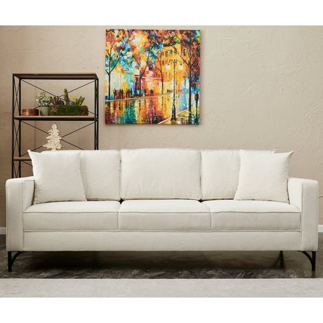 3-Sitzer-Sofa Berlin Creme Schwarz