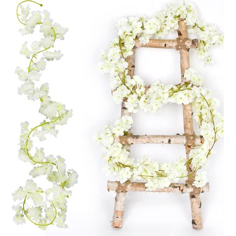 Lot de 2 guirlande fleur,1,8 m,135 têtes,tissu soie,tige plastique,salon mariage jardin