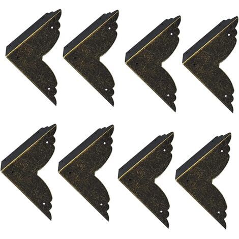 8 pièces Vintage Protecteur Décoratif d'angle en Fer protecteurs d'angle en métal pour Meubles De Protection d'angle De Meuble en Bronze pour Meuble et Boîte en Bois Coffret à Bijoux