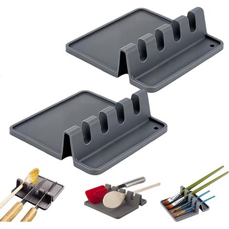 PEZZI - Porta-cucchiaio da cucina - Porta-posate in silicone - Per piani cottura, adatto a cucchiai da minestra, pinze, spatole e altri piccoli utensili da cucina (1/5)