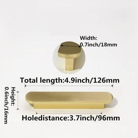 6pcs poignées Laiton Brossé Poignee de Meuble Cuisine Or -poignées de placard Poignée de Meuble en Laiton Brossé Entraxe 96mm