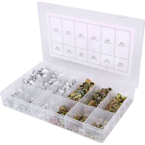 KS Tools Sortiment Gewindenieten, Stahl und Aluminium, M3x9mm-M10x21mm, 300-teilig