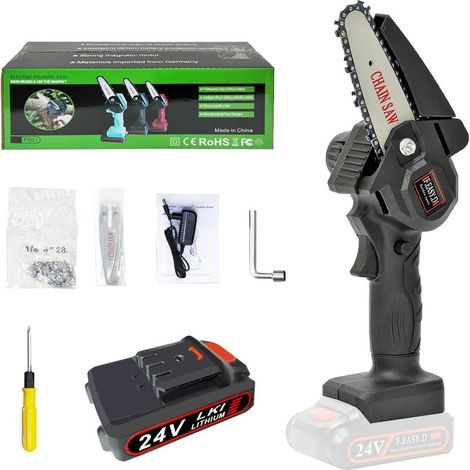 Tronconneuse à Batterie, 4 Pouces Tronçonneuse Electrique sans fil, 0,7 kg (Noir) (1/5)
