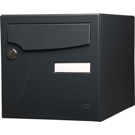 Renz – Boîte aux lettres normalisée 2 portes murale – Acier anthracite – Antieffraction – Ouverture par le devant – Passage 23,5x3cm