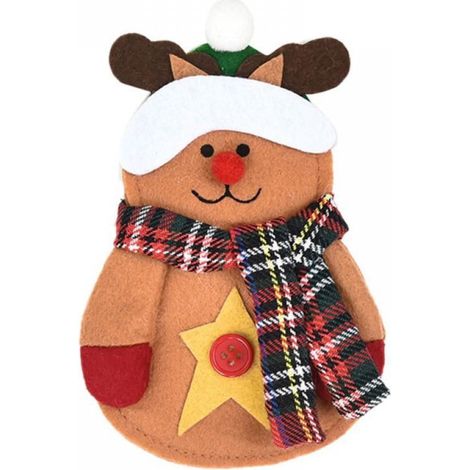 Supports Pour Couverts De Table - En Tissu Non Tissé Et Flanelle - Pour Décoration De Table De Noël Et Du Nouvel An - 14 x 10 cm - Lot De 1