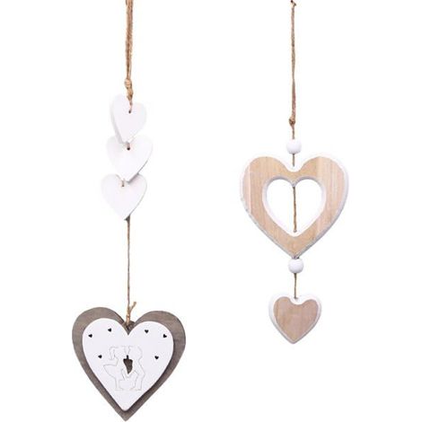 Décoration Cœur Suspendu - 2 Pièces en Bois pour Fenêtre et Mur Cuneary (1/5)