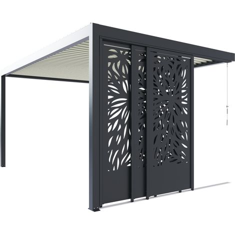 Paroi Coulissante Latérale Aluminium 3m Anthracite Pour Pergola Adossée S et SV France (1/2)