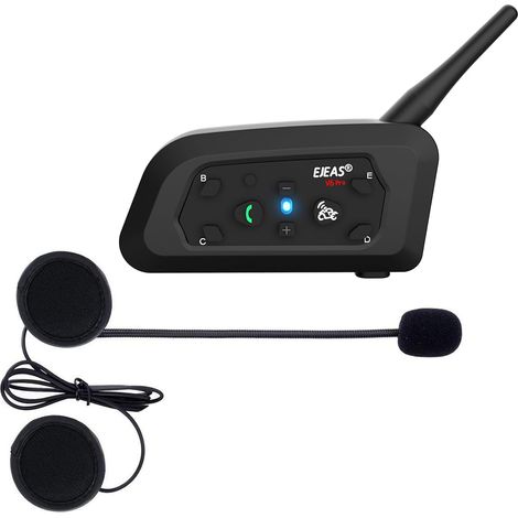 V6 Pro Écouteurs interphone Bluetooth pour Moto, Gamme Communication Intercom de 1200 m, Alarme Casque pour Casque, etanchéité, Communication Entre 6 Personnes (1/5)
