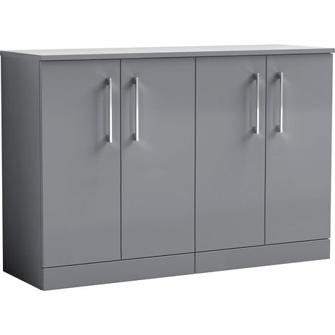 Balterley Bramshall Modern Bathroom 2 Door Floor Standing Vanity Unit with Laminate Worktop & Handles, Satin Grey, 1205 mm