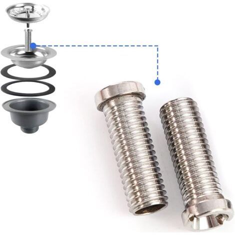 Évier, 2 pièces boulon banjo 45 mm pour vannes de crépine, vis de crépine de vidange en acier inoxydable pour vidanges de vanne avec 1,5 "et 3,5", vanne de vidange d'évier, accessoires de kit de vidan (1/5)