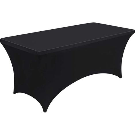 Nappe Extensible 8FT(244x 76x76cm), Housse de Table Rectangulaire en Polyester et Spandex, Lavable et Infroissable, Couverture de Table pour Banquet Mariage Fête Bar (Noir) (1/5)