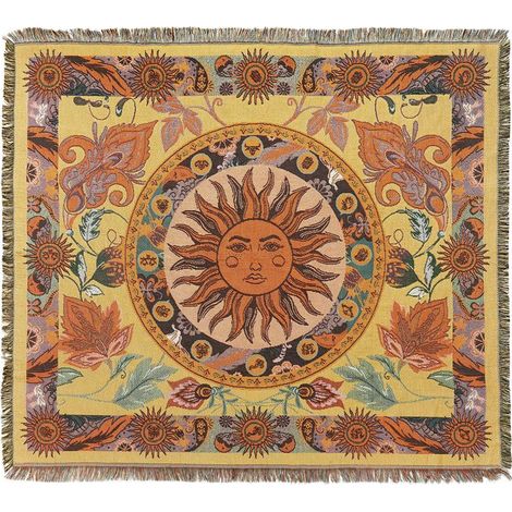 1 Pièce 160x130cm Couverture Plaid soleil Tricotée Décorée avec des Franges Bohême Simple Doux Confortable Protéger Contre Le Froid pour Canapé Sofa Chaise à Repos et Sieste (1/5)