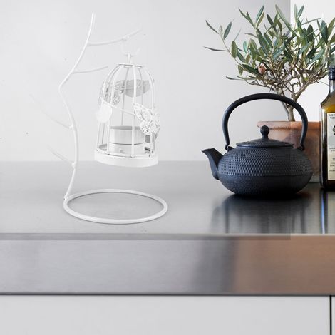 Bougeoir en Fer Forgé Blanc pour Bougies Chauffantes, Décoration d'Intérieur et Extérieur Jardin (1/2)