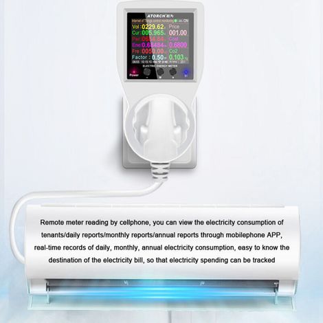 Presa intelligente WiFi Tuya con schermo da 2,4" - Monitoraggio energetico in tempo reale - Controllo tramite app/Alexa/Google - Programmazione -Crezuo