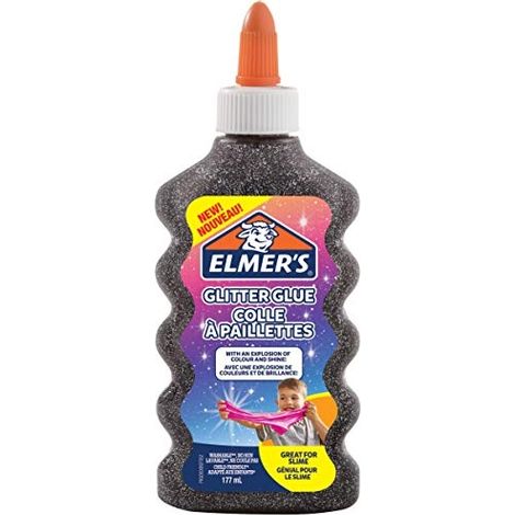 ELMERS COLLE PVA PAILLETÉE NOIR 177 ML LAVABLE IDÉALE POUR FABRIQUER DU SLIME 1 UNITÉ ELMER'S 2109501