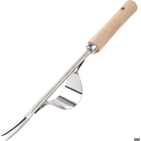 Désherbeur Manuel Garden Outil de Désherbage en Acier Inoxydable avec Poignée Bois Outil de Jardinage pour Désherber Votre Jardin 32cm de Long 1 Pièce (1/5)