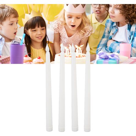 Bougies LED pour Noël, mariages, fêtes d'anniversaire, longues bougies (lot de 4, blanches) (1/5)