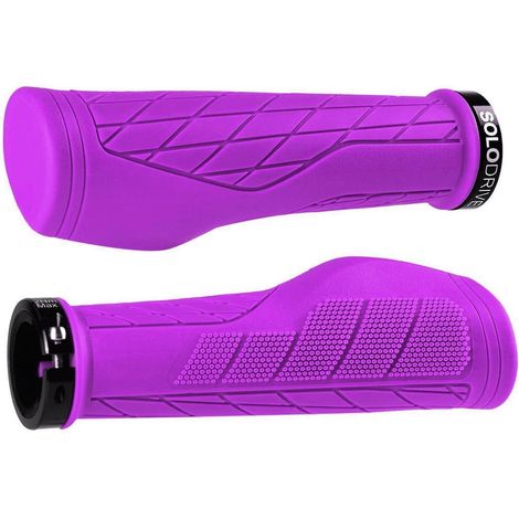 Ergonomische Fahrradgriffe Violett, rutschfest, Single Lock-on, für MTB, Trekkingrad, E-Bike (1/5)