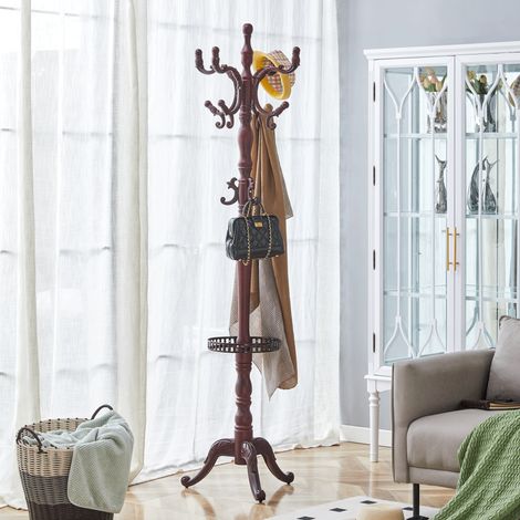 Kleiderständer aus Massivholz mit Haken 195 cm Walnuss OKMYHOME (1/5)