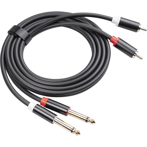 Irovami Câble TS RCA 1,5m – 6,35mm, plaqué or, audio (1/5)