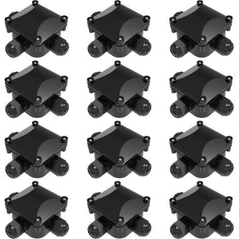 Lot boite dérivation étanche 12 Pièces - Boite de derivation etanche exterieur ip68 - Boîte de jonction à 3 voies - Connecteur electrique étanche - Boîte Dérivation Noir (1/5)