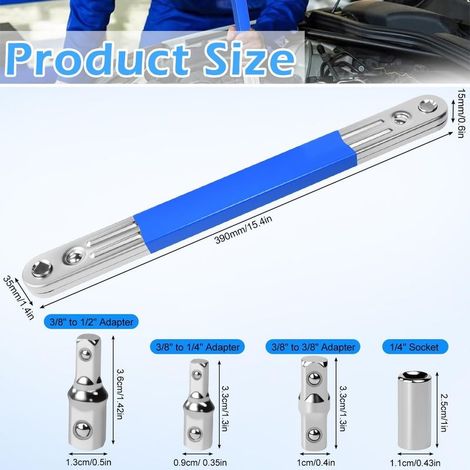 Clé d'Extension Décalée 1/4", 3/8", 1/2" Clé à Douille à Rallonge Décalée Offset Extension Wrench Rallonge à Douille pour Mécaniciens (1/5)