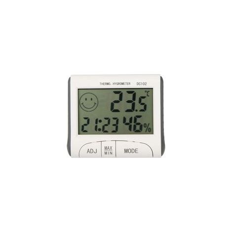 Thermomètre à pièce LCD Mini Thermomètre intérieur numérique Hygromètre Température Monomètre Horloge Bureau Station météo avec support magnétique (1/5)