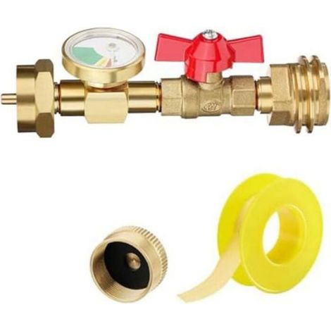 Adaptateur de Réservoir de Propane 1 lb, Convertisseur de 20 lb à 1 lb avec Jauge et Vanne (1/4)